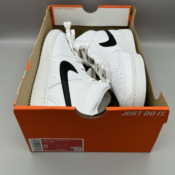 Nike Court Vision Mid NN Size 8 White Black DN3577-101 Sneakers Sportswear - Picture 10 of 11